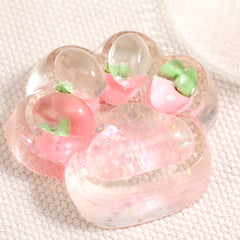 Clear Cat Paw Squishy Toy Pink Glitter Shining Silicone Squeeze Toy