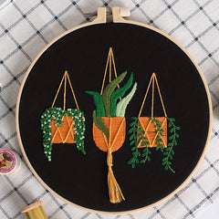 Plant Pattern Cross Stitch Embroidery Kit DIY Crafts No Tension Hook Included