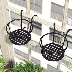 Balcony Iron Flower Pot Rack Over the Rod Flower Planter Holder