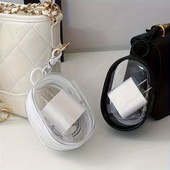 Mini Zippered Storage Pouch with Keychain - Earphones and Charger Organizer