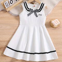 Girls Striped Sleeveless Dress Varsity Style Kids Cotton Dress