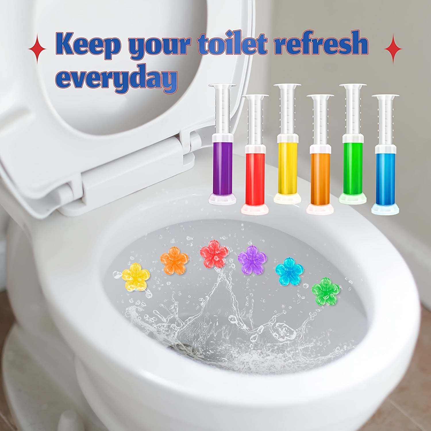 Toilet Gel Stamp Flower Fragrance Bowl Cleaner - 6pcs