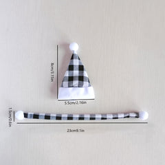 Mini Gingham Santa Hat Small Santa Hat With Scarf Christmas Flower Bottle Decor