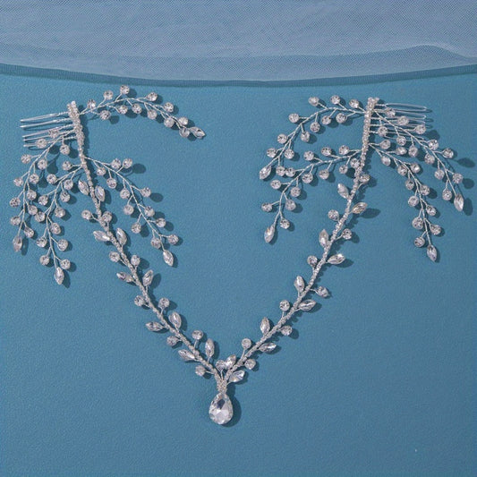 Bridal Crystal Flower Headband for Women Bride Wedding Hair Accessories