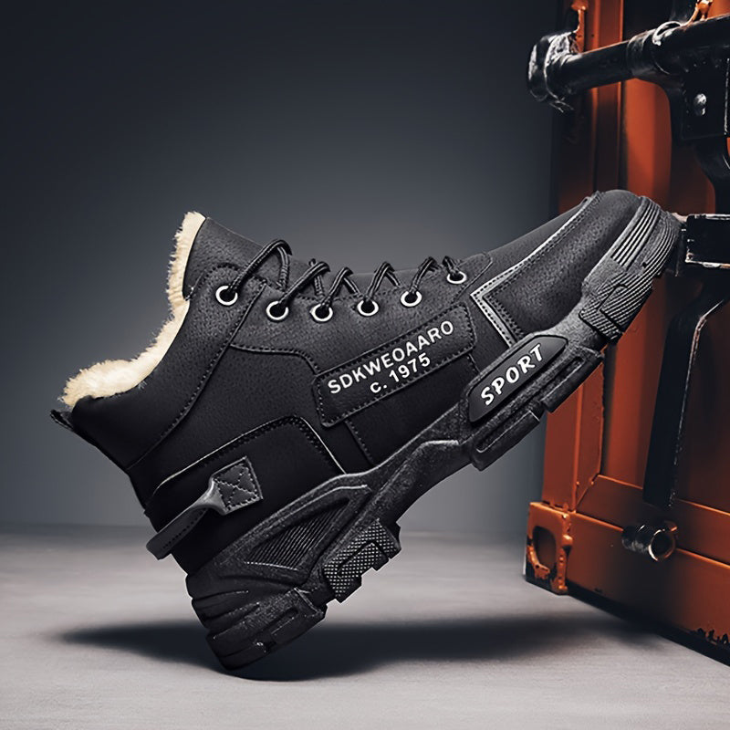 Men's Snow Boots Warm Plush Lining Non-slip Outdoor Hiking Shoes