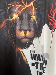 Men's 3D Lion & Cross Graphic Print T-shirt - Casual Crew Neck Tee