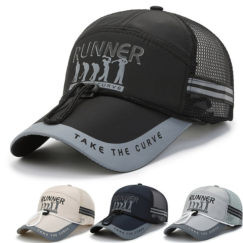 Men's Sunshade Fishing Hat with Long Eaves, Windproof Rope