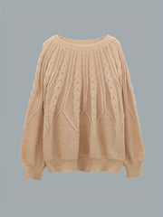  Casual Sweater Women's Plus Plain Jacquard Long Sleeve