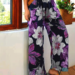  Floral Print High Rise Wide Leg Trousers