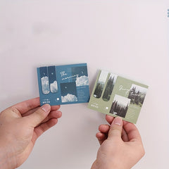 2pcs Magnetic Bookmark Scenery Clouds Literary Pattern Reading Tool
