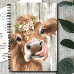 Enchanting Bull and Wreath Spiral Notebook 100 Pages 14 x 10 Mixed Colors