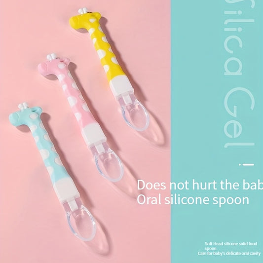 Cartoon Silicone Soft Head Spoon Baby Feeding Spoon
