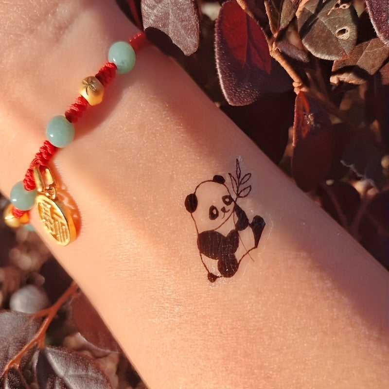 Panda and Bamboo Cartoon Tattoo Sticker - Waterproof and Long Lasting