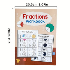 Fraction Learning Math Workbook Whiteboard Book Colorful Circle Graphs