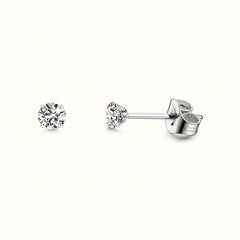 Zircon Decor Stud Earrings Stainless Steel Jewelry Delicate Gift
