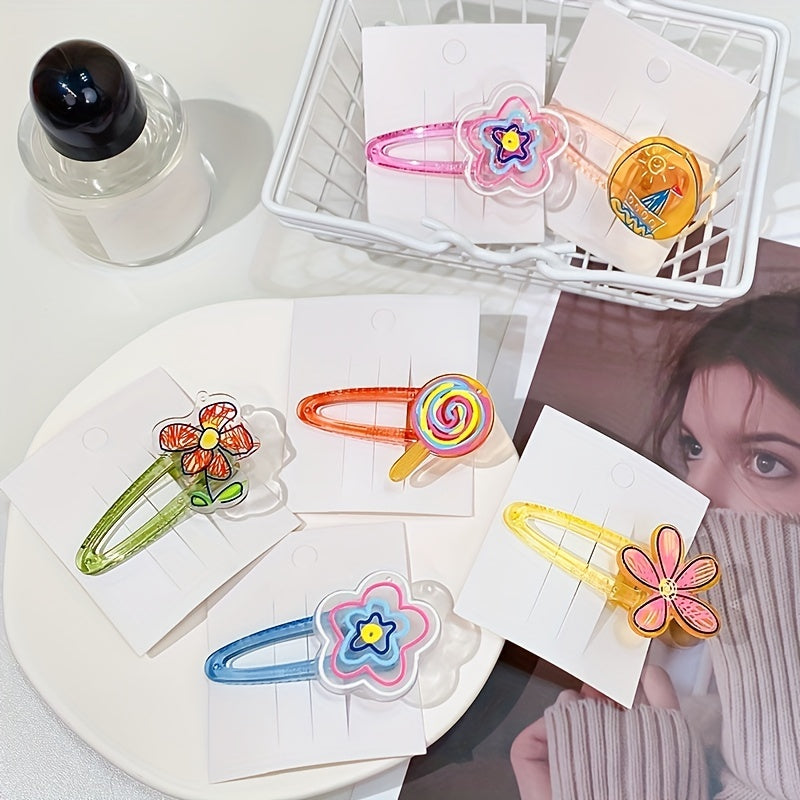 Baby Girls Cartoon Flowers Lollipop Hair Clips Headwear Hair Accessories