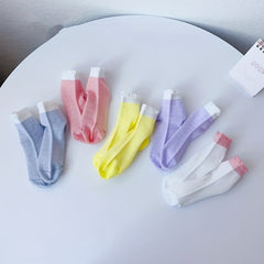 5 Pairs Girls Colorful Breathable Cotton Ankle Socks for Summer and Spring