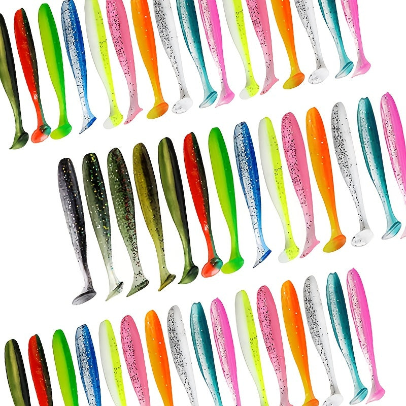 50pcs Soft Lures Fishing Swimbaits Paddle Plastic Tail Bait Trout Salmon Redfish
