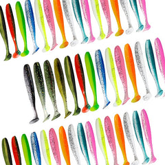 50pcs Soft Lures Fishing Swimbaits Paddle Plastic Tail Bait Trout Salmon Redfish