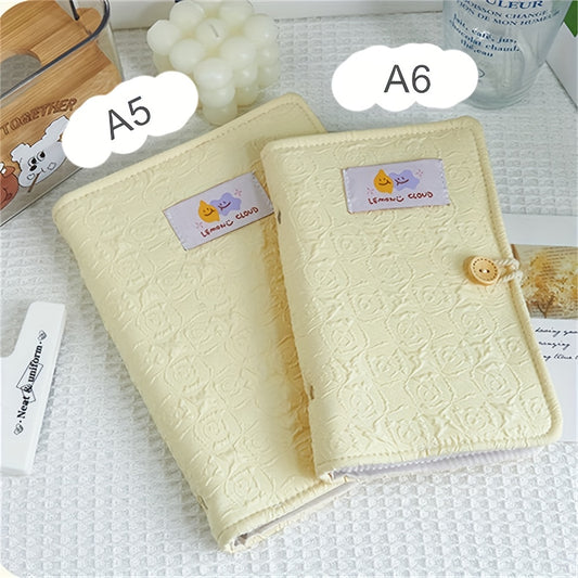 Portable 6 Ring Binder Notebook A5 A6 Cream Cloth Fabric Agenda Planner