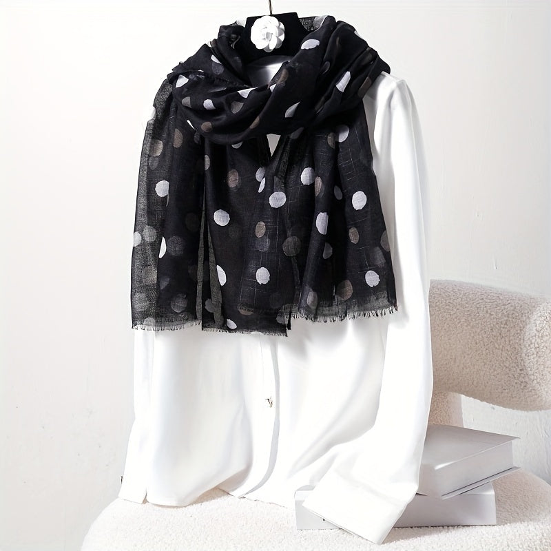 Boho Polka Dots Scarf Breathable Tassel Headscarf