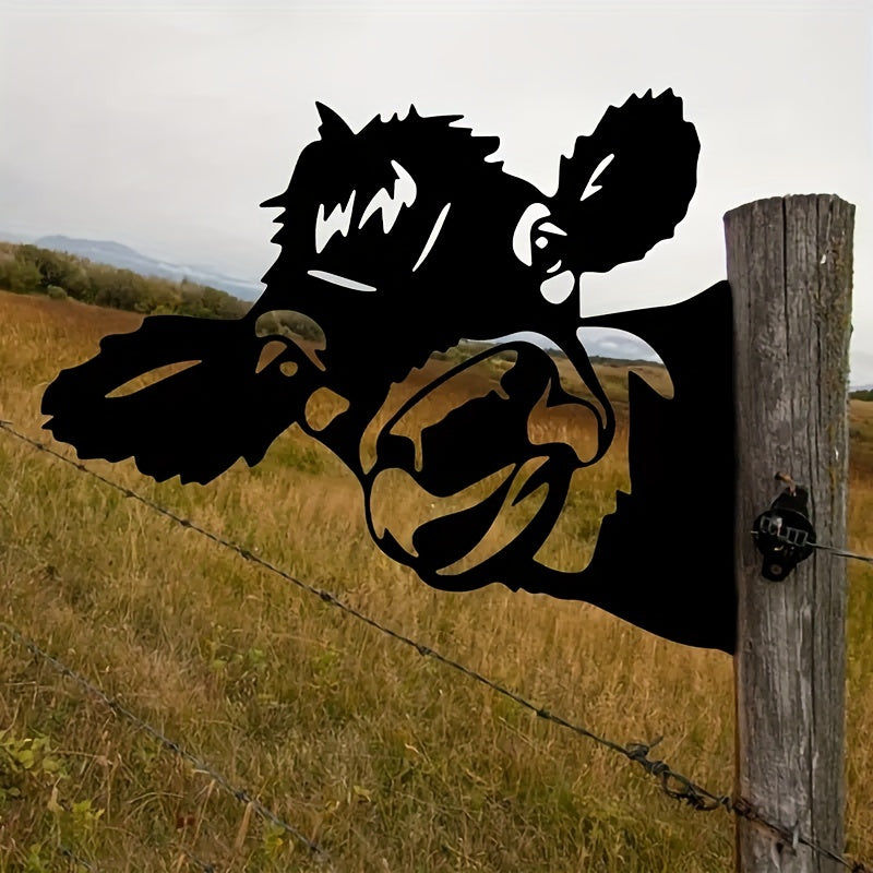 Cow Steel Silhouette Outdoor Garden Pendant Decoration