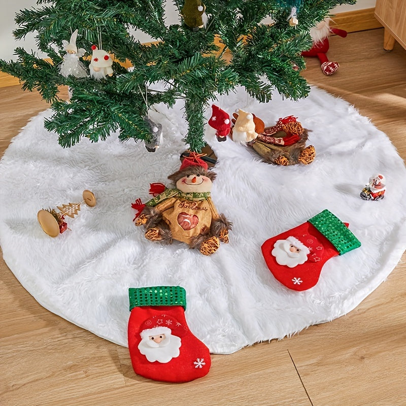 1pc Christmas Tree Skirt Plush Tree Skirt Holiday Supplies