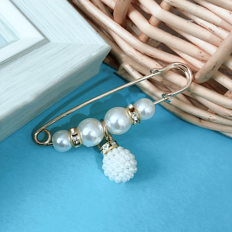 4pcs Faux Pearl Waist Brooch Pins Sweater Shawl Clips Women Jeans Dress Collar