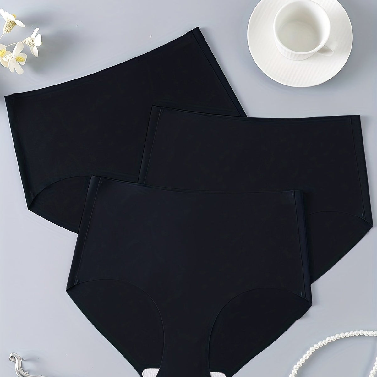 3pcs High Waist Seamless Panties Comfy & Breathable Women's Lingerie