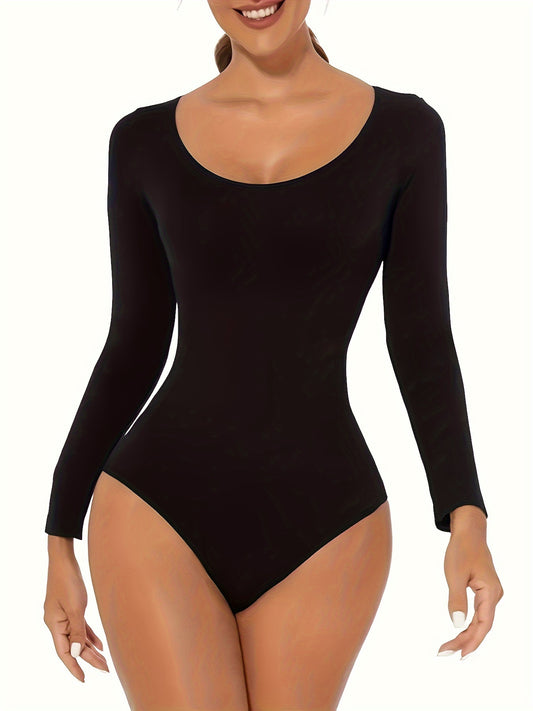 Slimming Bodysuit Long Sleeve Crew Neck Body Shaper Women's Underwear