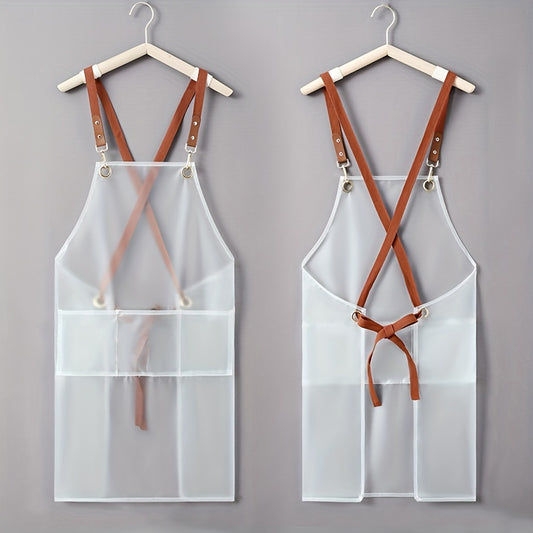 TPU Transparent Apron with Pockets & Stain Resistant Halter Apron