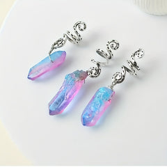 3pcs Gradient Stone Hair Ring Dreadlocks Braid Hippie Style Hair Accessories