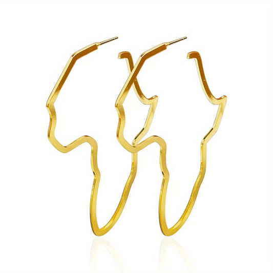 Hollow African Map Dangle Earrings Ethnic Hip Hop Style Jewelry