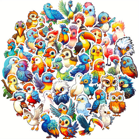 50pcs Bird Words Sound Stickers Owl Parrot Cartoon Vinyl Waterproof Stickers