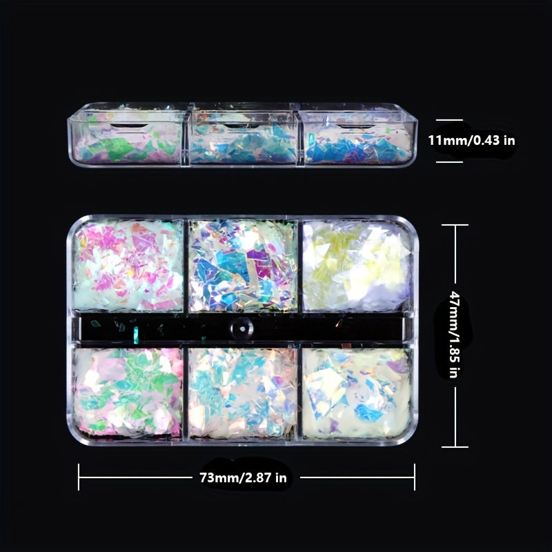 Mermaid Flake Nail Glitter Sequins Iridescent Ice Slag Nail Sticker