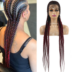 Ombre Box Braided Cornrow Braids Full Lace Frontal Wig