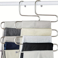 2pcs Stainless Steel Pants Hanger S shaped Non slip Space Saving