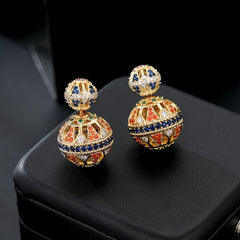 Colorful Zircon Ball Drop Dangle Earrings Female Accessories 1Pair