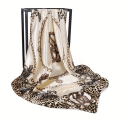 Retro Chain Print Bandana Scarf Casual Shawl Head Wrap For Daily Decoration