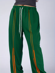  Casual Sports Pants Women's Plus Stitching Elastic Drawstring