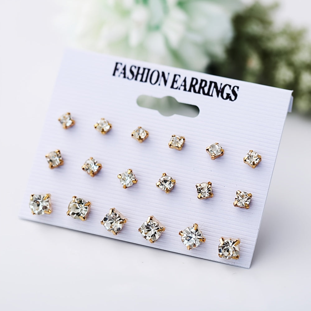 Faux Pearl Zircon Stud Earrings Women Party Daily Decor Gift