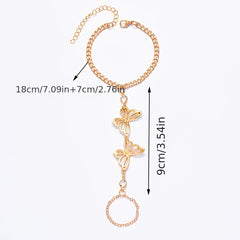 Butterfly Hand Chain Bracelet Beach Jewelry Finger Ring Bracelet