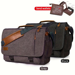 17 Inch Laptop Messenger Bag Waterproof Canvas Shoulder Strap Durable