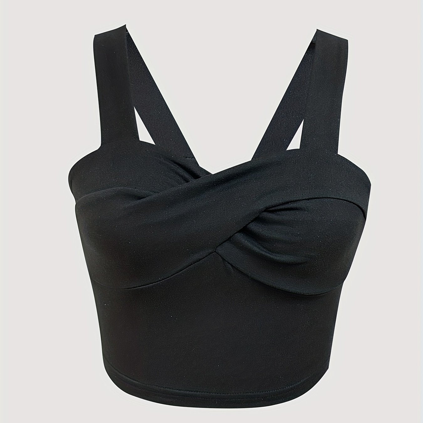 Solid Twisted Front Spaghetti Crop Top Sexy Sleeveless Cami Top
