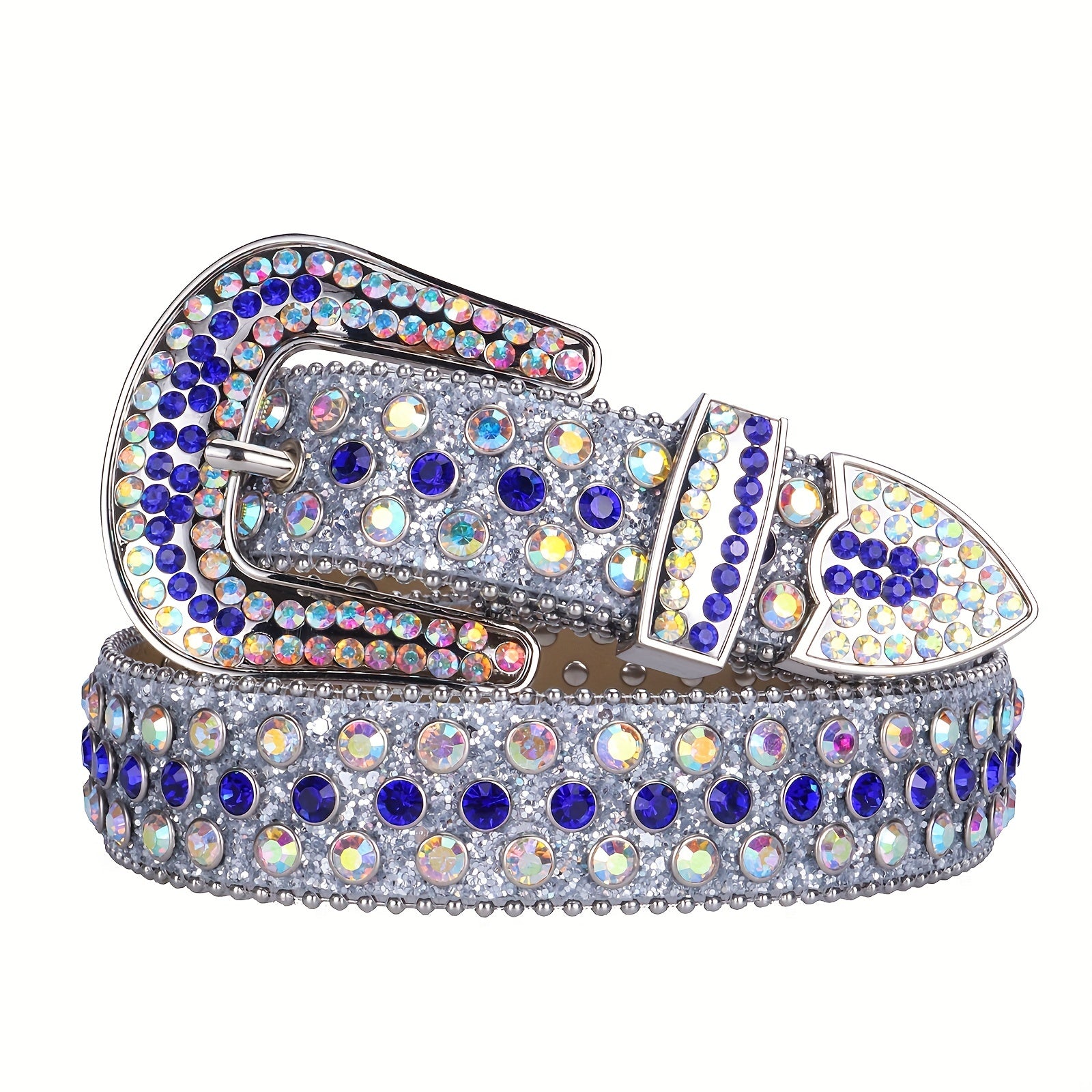 Men's Rhinestone Western Cowboy Belt Sparkle Studded Belts Strap