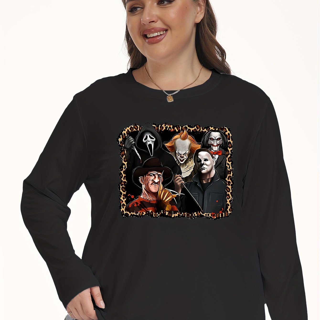  Grim Reaper Print Long Sleeve Lounge Top
