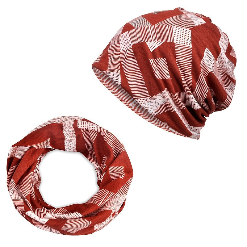 Womens Slouchy Beanie Hat & Infinity Scarf Set for Sports