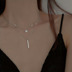 Geometric Shape Rhinestone Double Layer Necklace