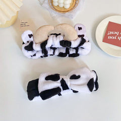 2pcs Stereo Cow Beaded Strap Mock Headband Makeup Headband