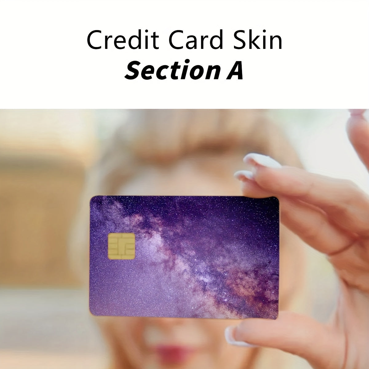 2pcs Dark Purple Starry Sky Scratch Resistant Credit Card Stickers